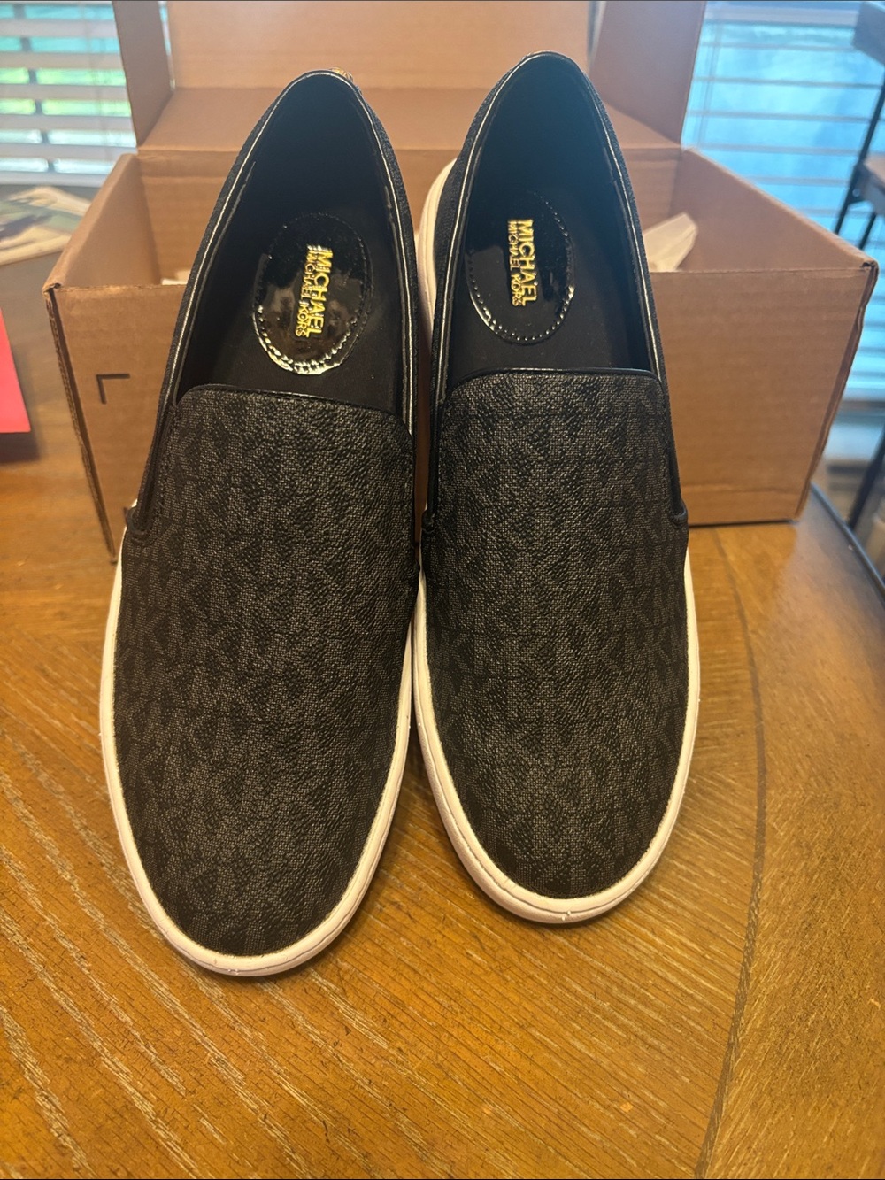 Michael Kors Black Slip-On Logo Canvas Sneakers